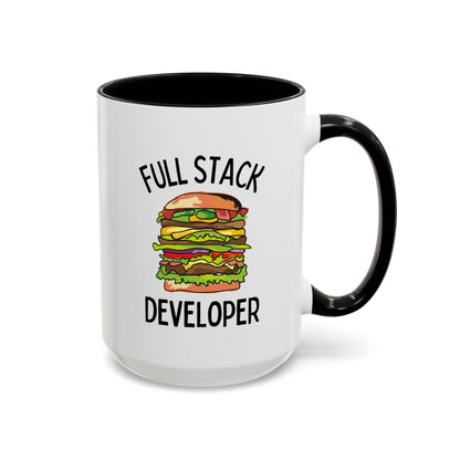 Full Stack Developer 15oz white with black accent funny large coffee mug gift for computer programmer programming coder web dev software engineer waveywares wavey wares wavywares wavy wares