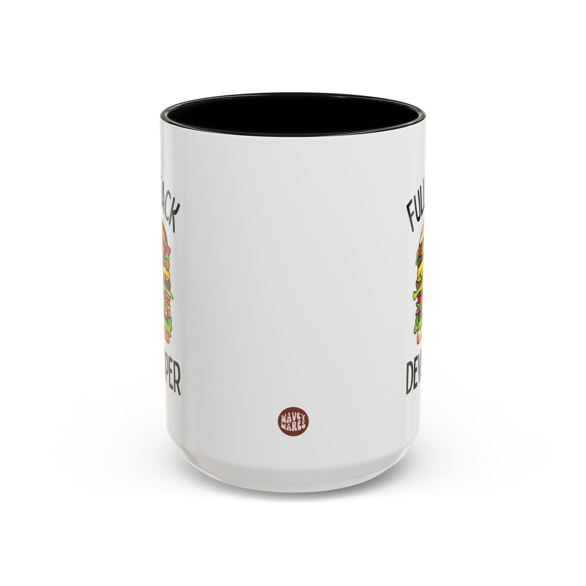 Full Stack Developer 15oz white with black accent funny large coffee mug gift for computer programmer programming coder web dev software engineer waveywares wavey wares wavywares wavy wares side