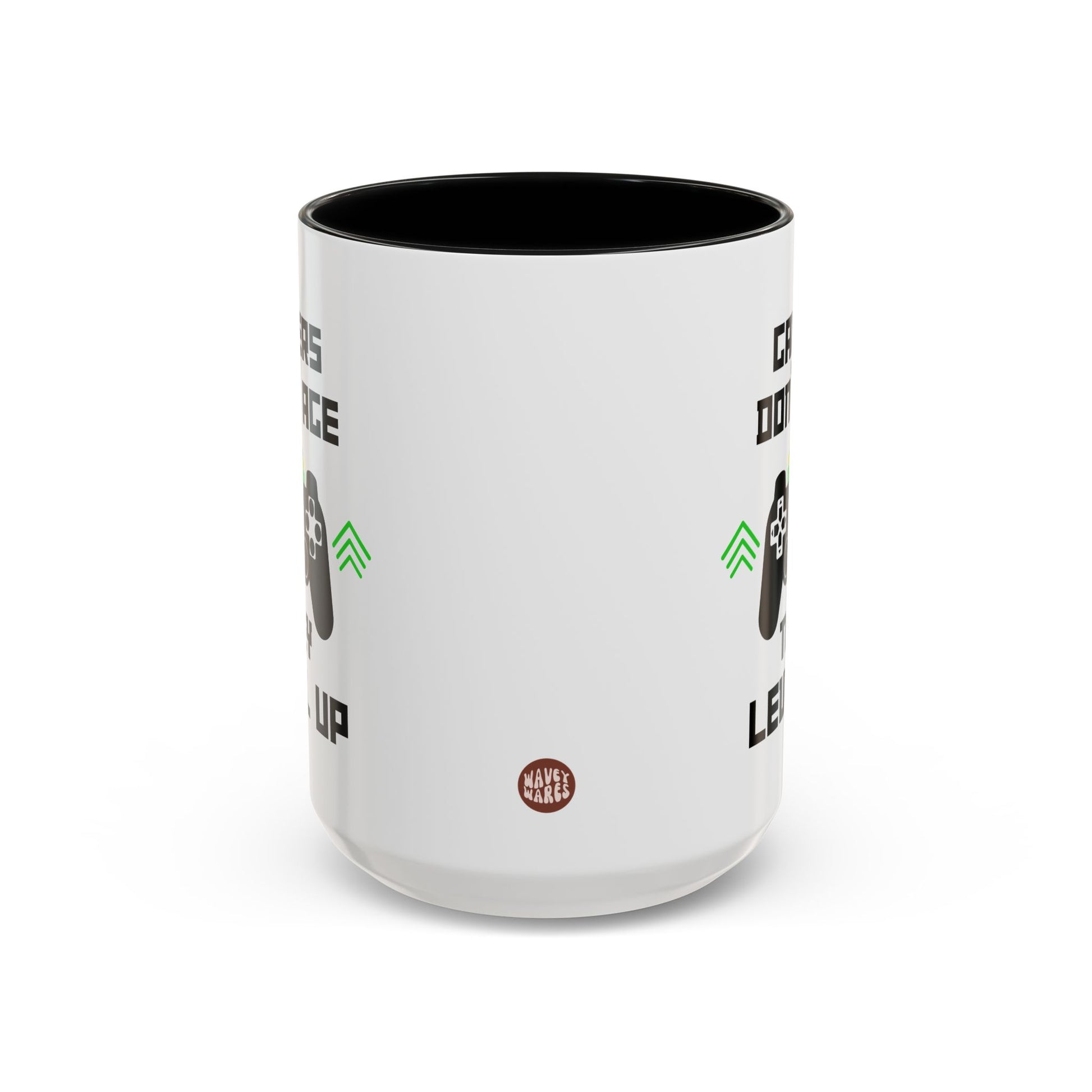 Gamers Don't Age They Level Up 15oz white with black accent funny large coffee mug gift for gamer birthday gaming fans game saying waveywares wavey wares wavywares wavy wares side