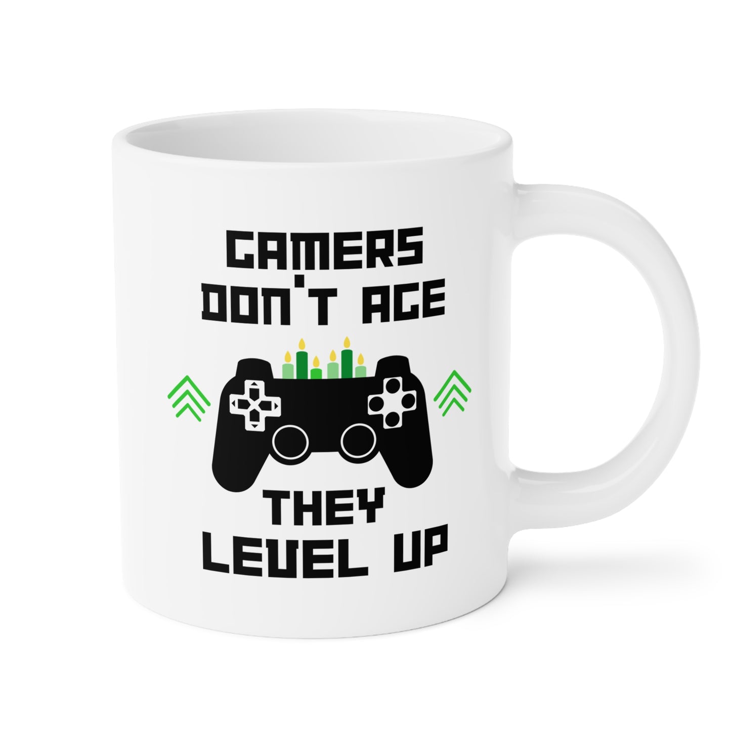 Gamers Don't Age They Level Up 20oz white funny large coffee mug gift for gamer birthday gaming fans game saying waveywares wavey wares wavywares wavy wares