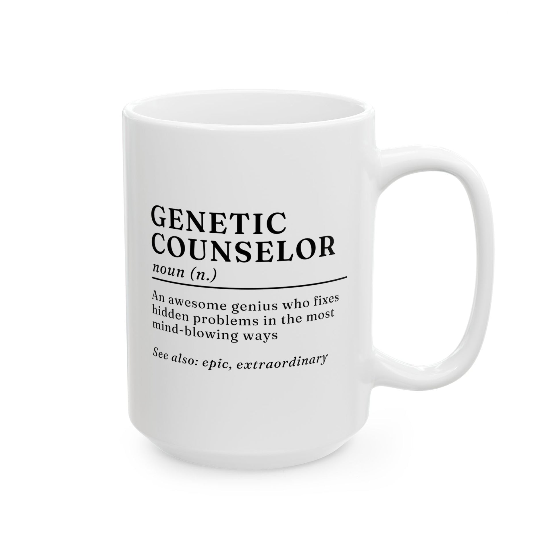Genetic Counselor Definition 15oz white funny large coffee mug gift for genetics counsellor meaning counseling appreciation Christmas waveywares wavey wares wavywares wavy wares