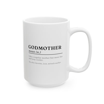 Godmother Definition 15oz white funny large coffee mug gift for godparent proposal godchild meaning birthday waveywares wavey wares wavywares wavy wares