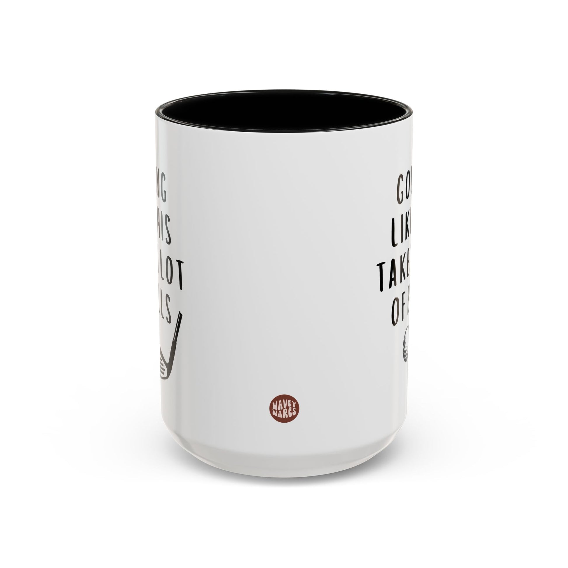 Golfing Like This Takes A Lot Of Balls 15oz white with black accent funny large coffee mug gift for golfer men him golf waveywares wavey wares wavywares wavy wares side