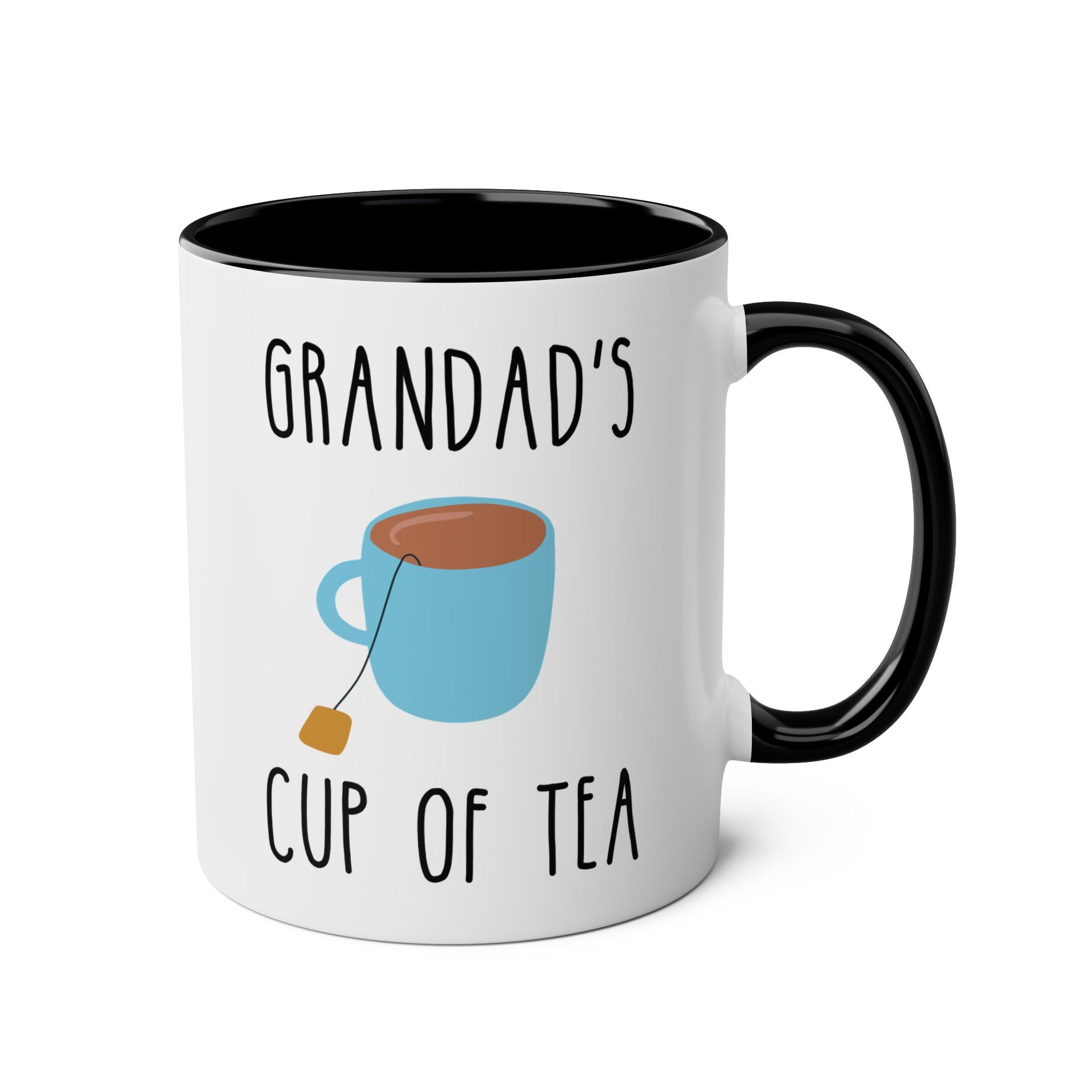 Grandad's Cup of Tea 11oz white with black accent funny large coffee mug gift for grandpa grandfather pops Father's Day great papa birthday Christmas dad waveywares wavey wares wavywares wavy wares 