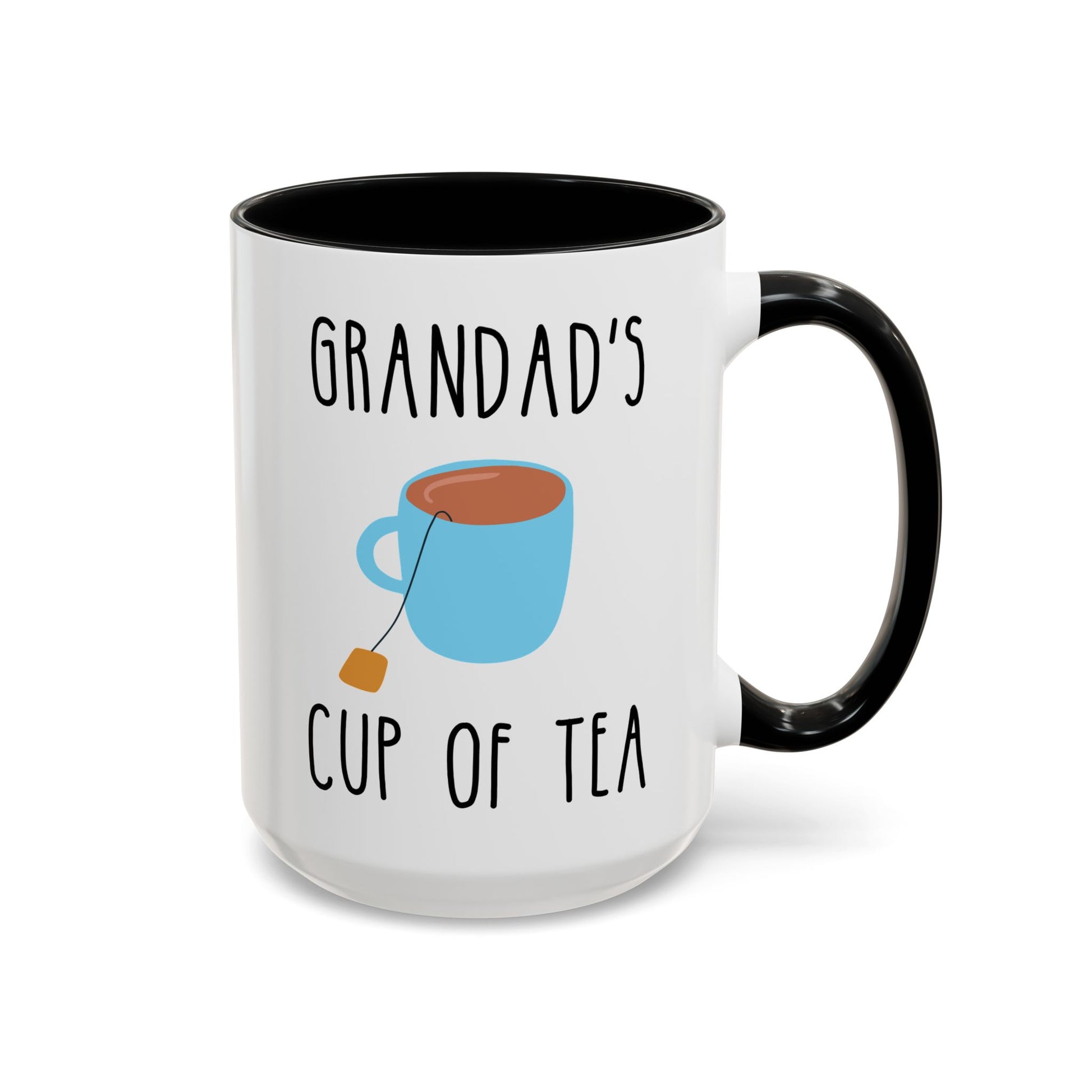Grandad's Cup of Tea 15oz white with black accent funny large coffee mug gift for grandpa grandfather pops Father's Day great papa birthday Christmas dad waveywares wavey wares wavywares wavy wares 