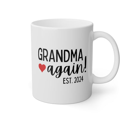 Grandma Again 11oz white funny large coffee mug gift for grandmother pregnancy announcement est custom customize personalized waveywares wavey wares wavywares wavy wares