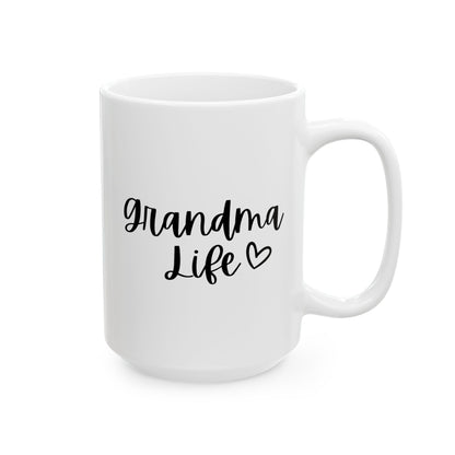 Grandma Life 15oz white funny large coffee mug gift for her mother's day custom name customize personalize new grandmother to be cute waveywares wavey wares wavywares wavy wares