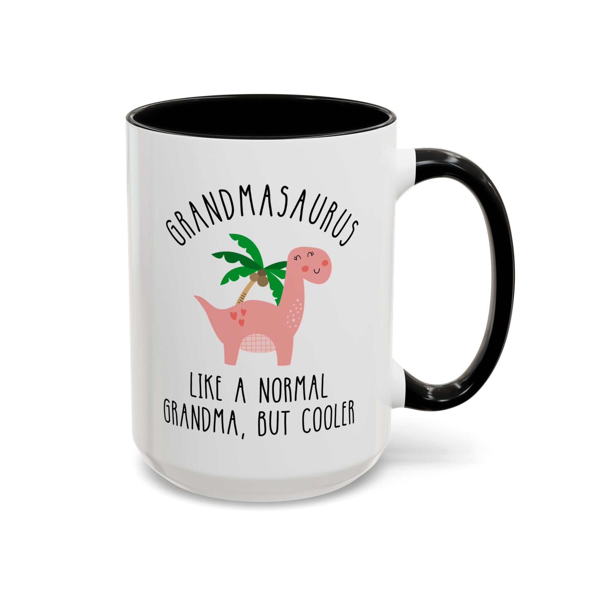 Grandmasaurus Like A Normal Grandma But Cooler 15oz white with black accent funny large coffee mug gift for grandmother dinosaur nan birthday Christmas waveywares wavey wares wavywares wavy wares 
