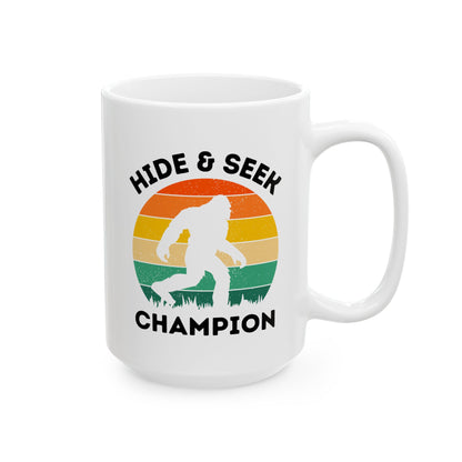 Hide And Seek Champion 15oz white funny large coffee mug gift for dad men big foot silhouette sasquatch bigfoot waveywares wavey wares wavywares wavy wares