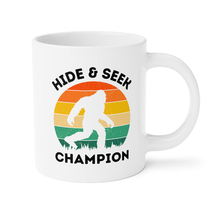 Hide And Seek Champion 20oz white funny large coffee mug gift for dad men big foot silhouette sasquatch bigfoot waveywares wavey wares wavywares wavy wares