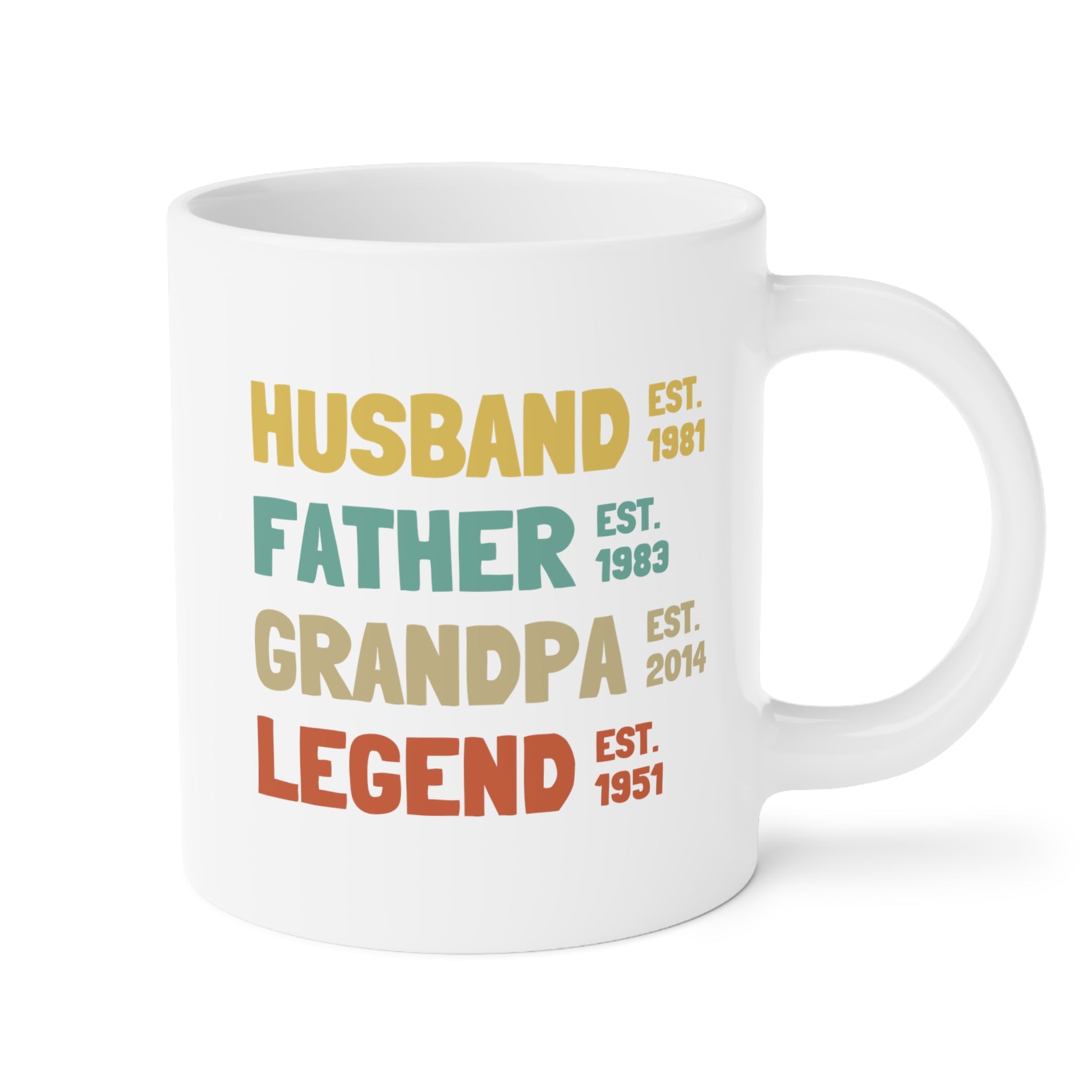 Husband Father Grandpa Legend 20oz white funny large coffee mug gift for dad fathers day birthday custom date personalize customize waveywares wavey wares wavywares wavy wares