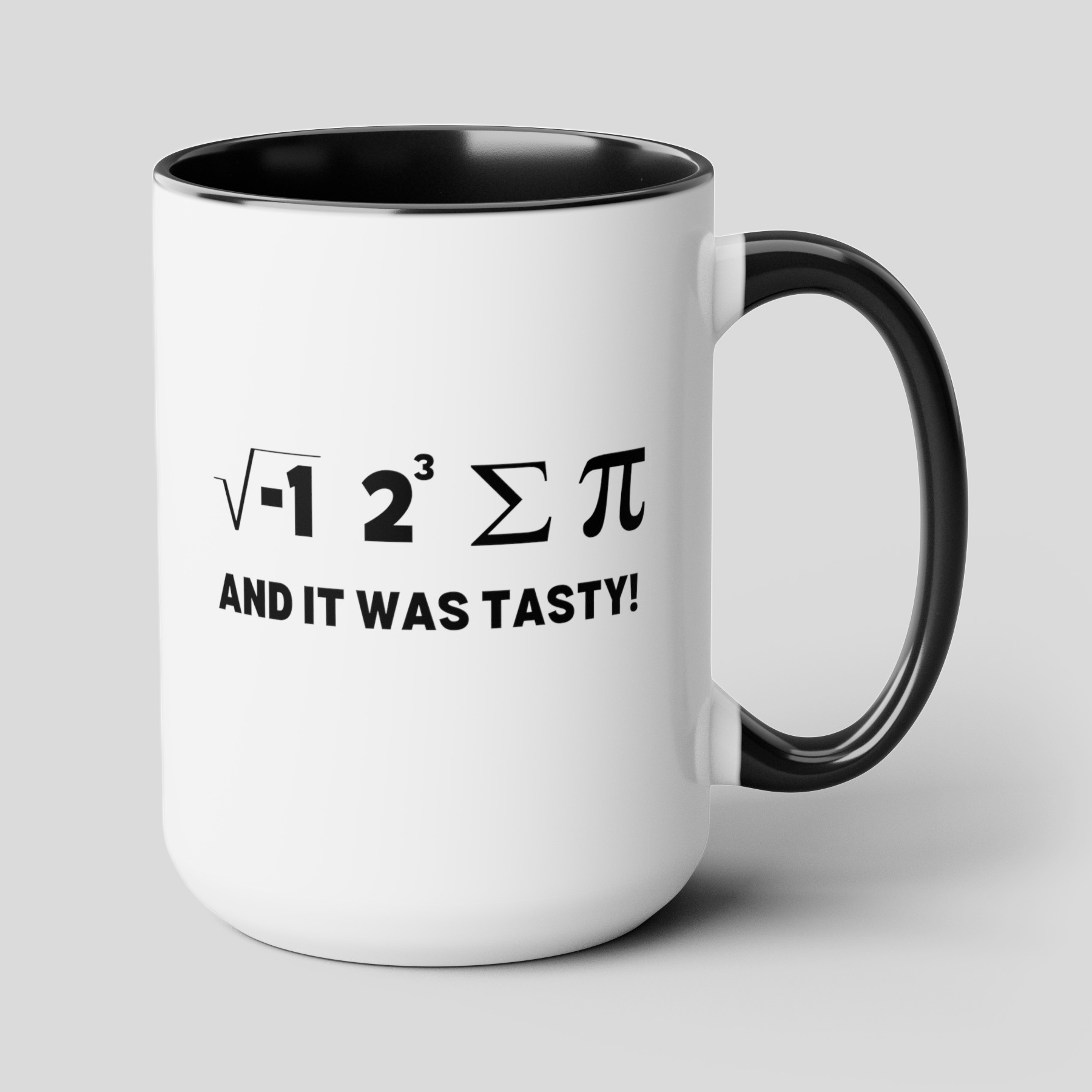 I Ate Some Pie And It Was Tasty 15oz white with black accent funny large coffee mug gift for math lover teacher geek nerdy science nerd novelty equations formula pun waveywares wavey wares wavywares wavy wares cover
