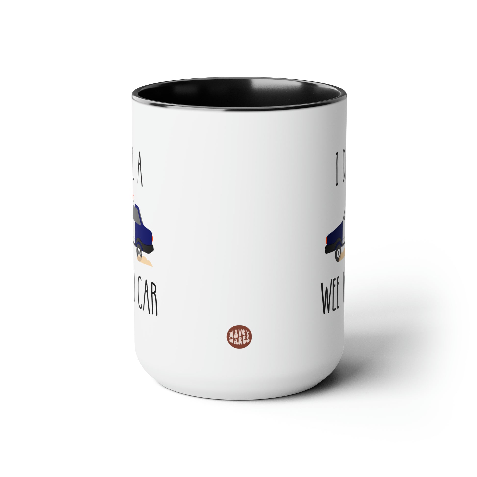 I Drive A Wee Woo Car 15oz white with black accent funny large coffee mug gift for police cop officer graduation birthday waveywares wavey wares wavywares wavy wares side