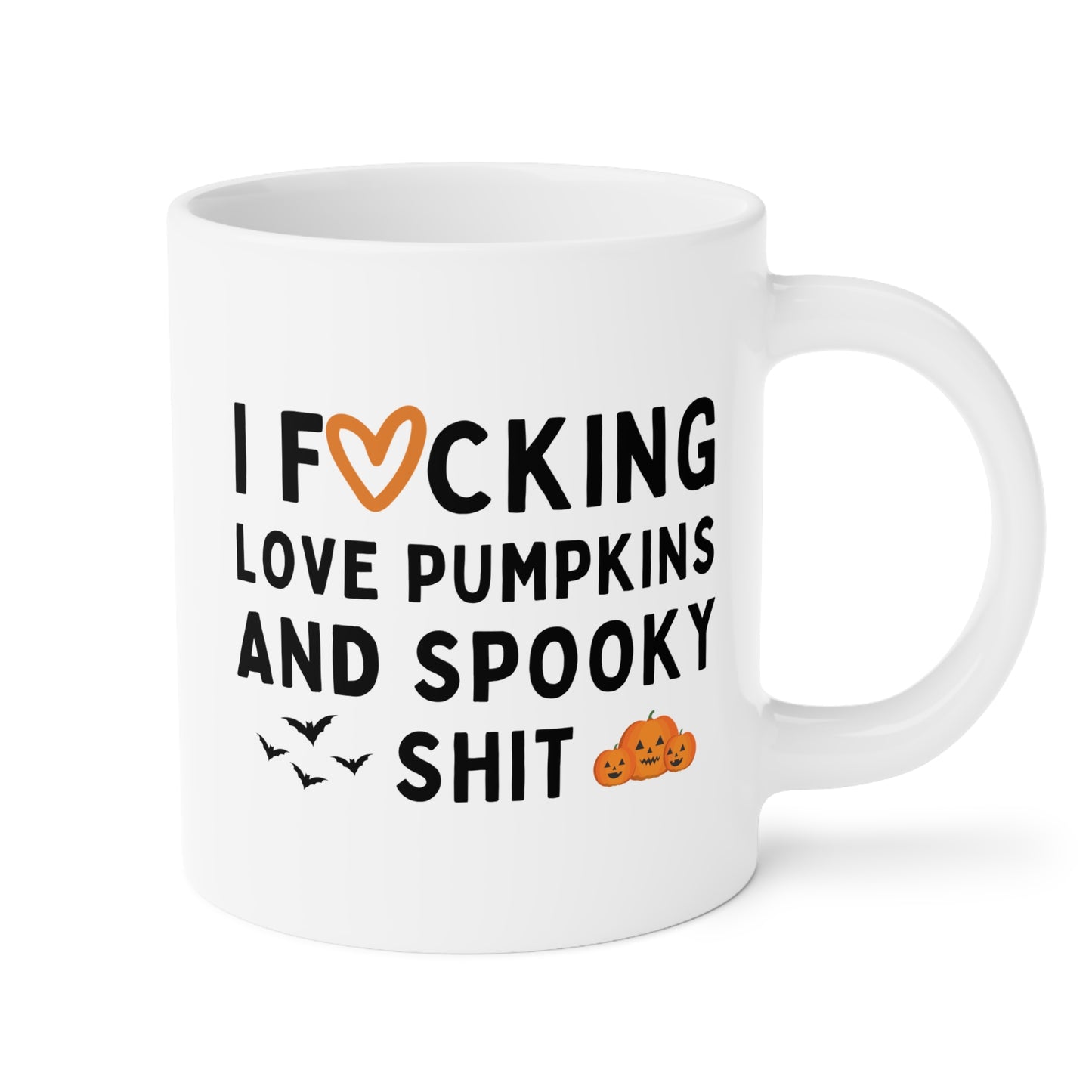 I Fucking Love Pumpkins and Spooky Shit 20oz white funny large coffee mug gift for fall autumn halloween lover waveywares wavey wares wavywares wavy wares