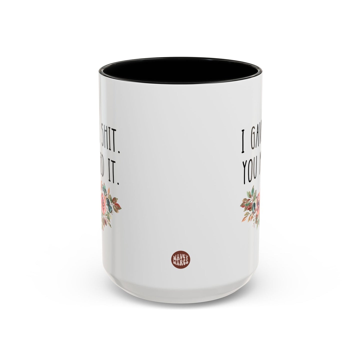 I Gave A Shit You Missed It 15oz white with black accent funny large coffee mug gift for coworker colleague office sarcasm curse word sarcastic teacher waveywares wavey wares wavywares wavy wares side