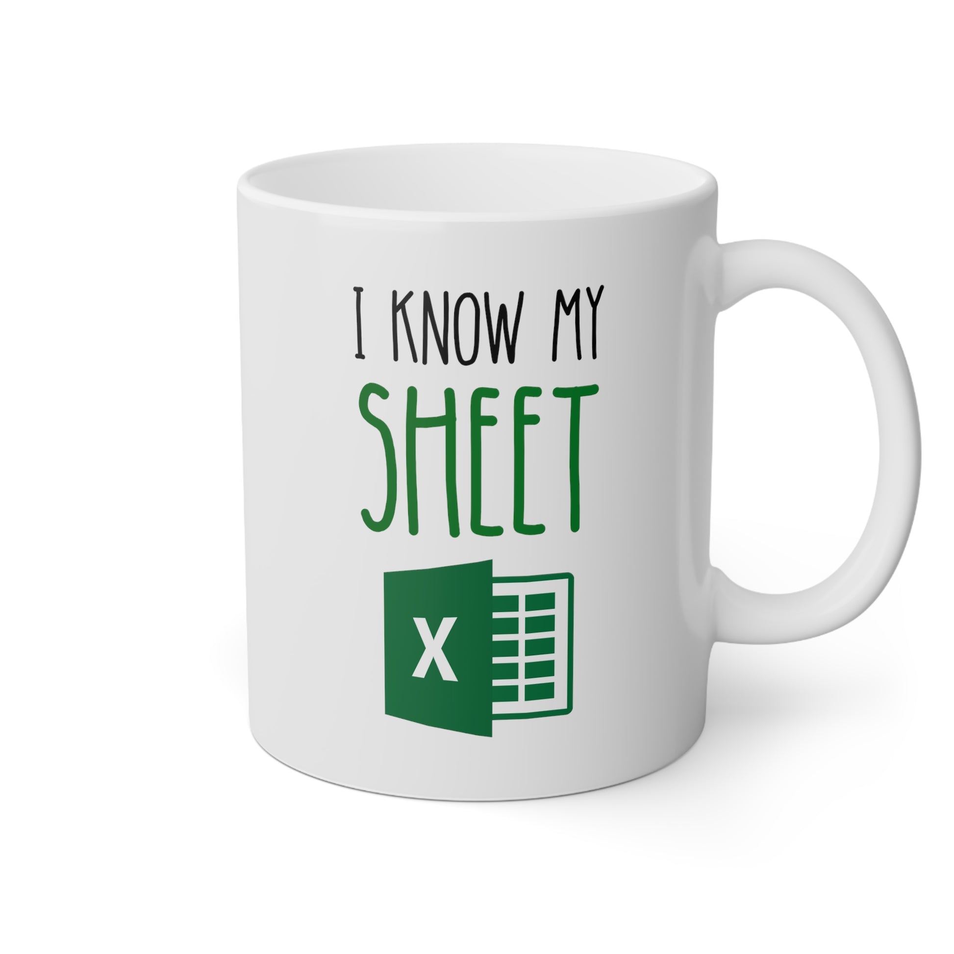 I Know My Sheet 11oz white funny large coffee mug gift for work colleague spreadsheet accountant office coworker excel waveywares wavey wares wavywares wavy wares