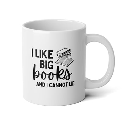 I Like Big Books I Cannot Lie 20oz white funny large coffee mug gift for book lovers bookworm librarian teacher reader wavey wares wavywares wavy wares