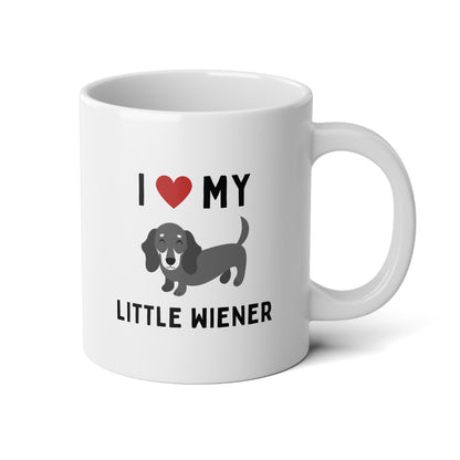 I Love My Little Wiener 20oz white funny large coffee mug gift for furparent dachshund sausage dog lover doxie waveywares wavey wares wavywares wavy wares