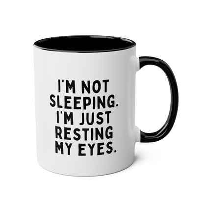 I'm Not Sleeping. I'm Just Resting My Eyes. 11oz white with black accent funny large coffee mug gift for dad fathers day daddy husband grandpa cup him waveywares wavey wares wavywares wavy wares
