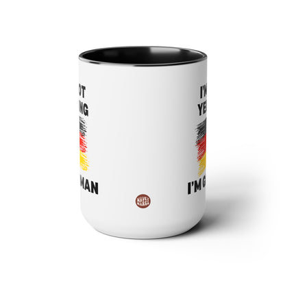 I'm Not Yelling I'm German 15oz white with black accent funny large coffee mug gift for deutsch friend flag germany deutschland birthday waveywares wavey wares wavywares wavy wares side