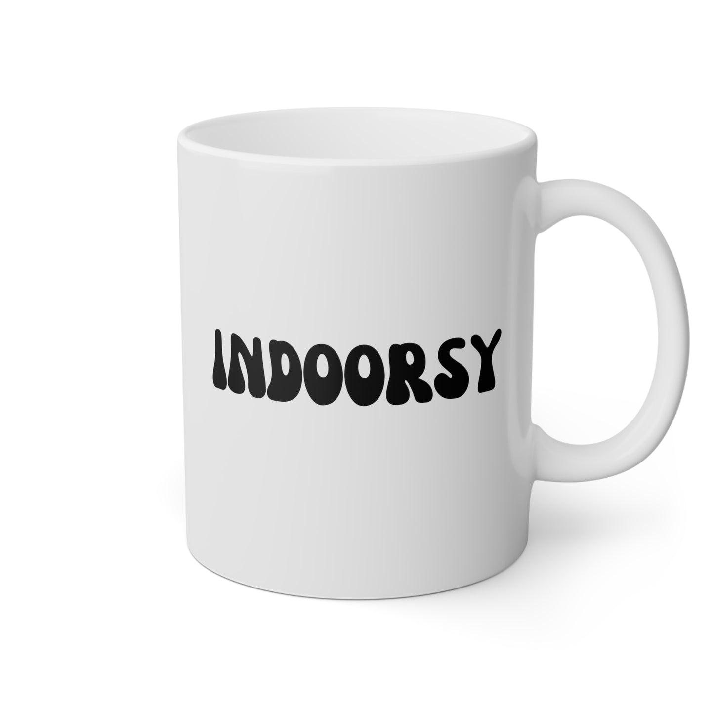 Indoorsy 11oz white funny large coffee mug gift for antisocial asocial cute introverts introvert her waveywares wavey wares wavywares wavy wares