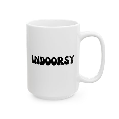 Indoorsy 15oz white funny large coffee mug gift for antisocial asocial cute introverts introvert her waveywares wavey wares wavywares wavy wares