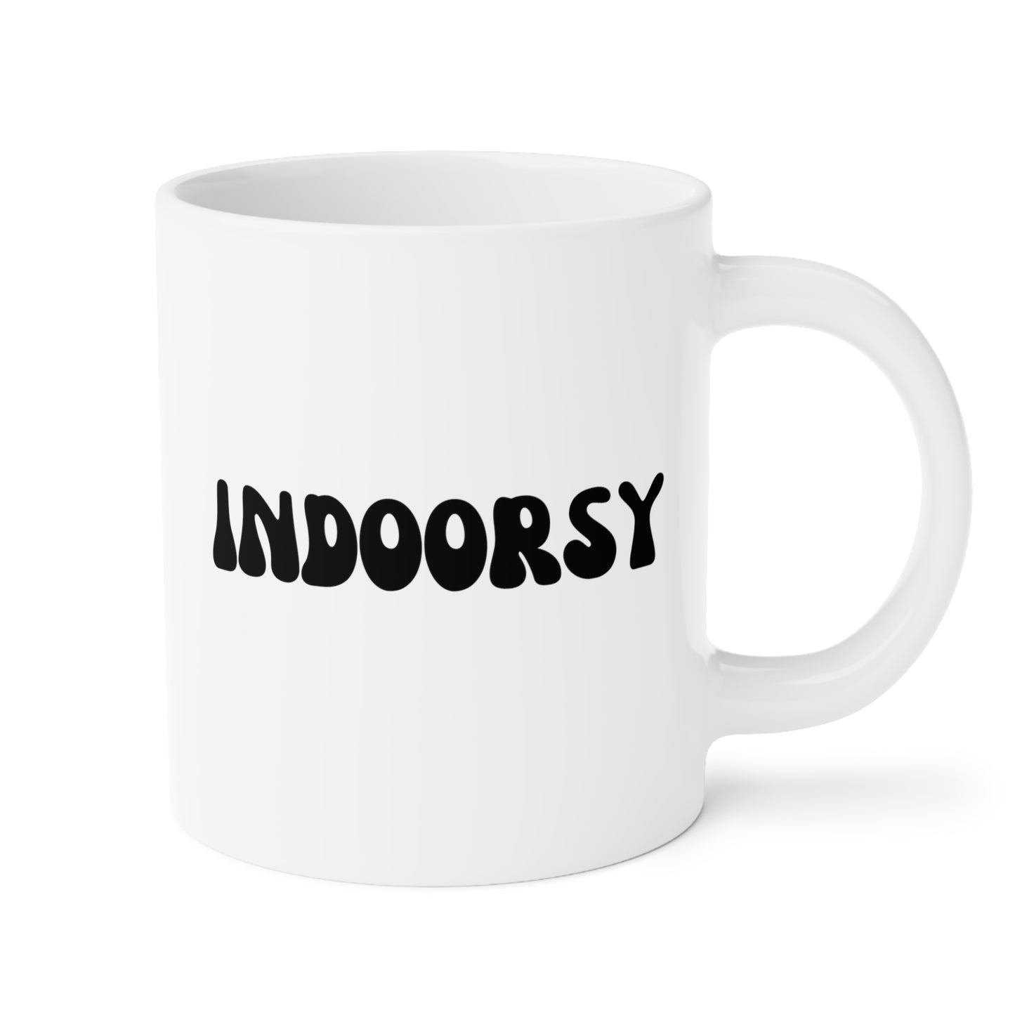 Indoorsy 20oz white funny large coffee mug gift for antisocial asocial cute introverts introvert her waveywares wavey wares wavywares wavy wares