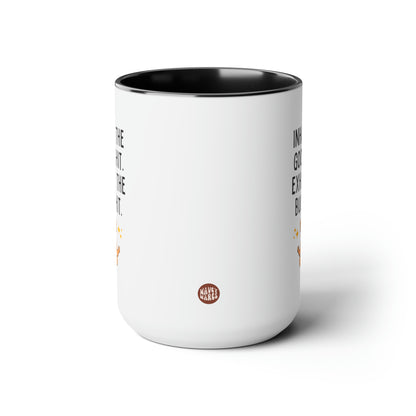 Inhale the Good Shit Exhale the Bullshit 15oz white with black accent funny large coffee mug gift for dog yoga lover fur mom BS cuss sarcastic curse cup waveywares wavey wares wavywares wavy wares side