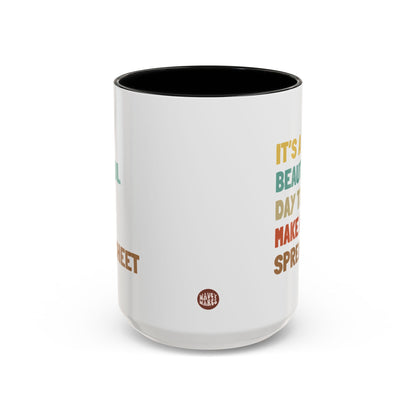 It's A Beautiful Day To Make A Spreadsheet 15oz white with black accent funny large coffee mug gift for accountant accounting coworker CPA HR Excel waveywares wavey wares wavywares wavy wares side