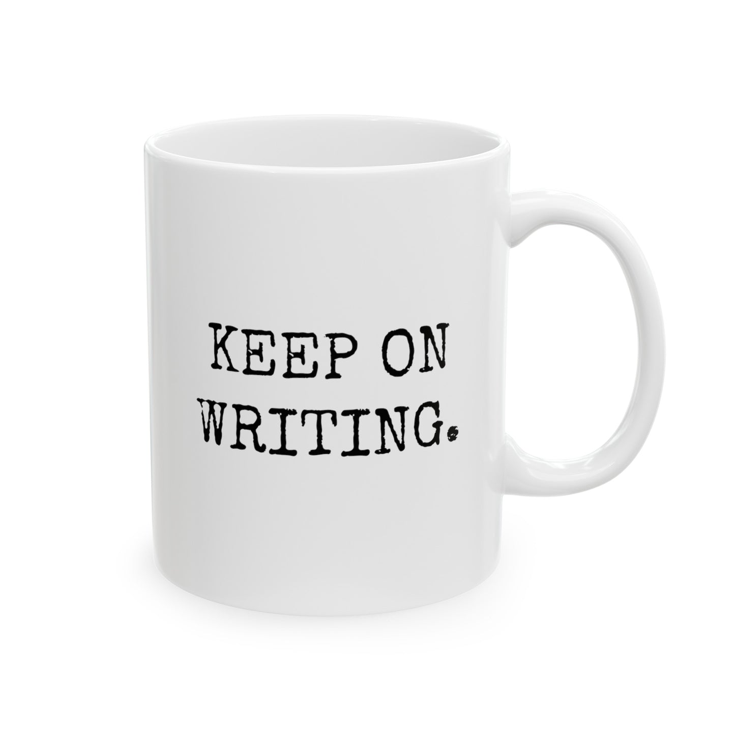 Keep On Writing 11oz white funny large coffee mug gift for aspiring journalist writer author vintage friend waveywares wavey wares wavywares wavy wares