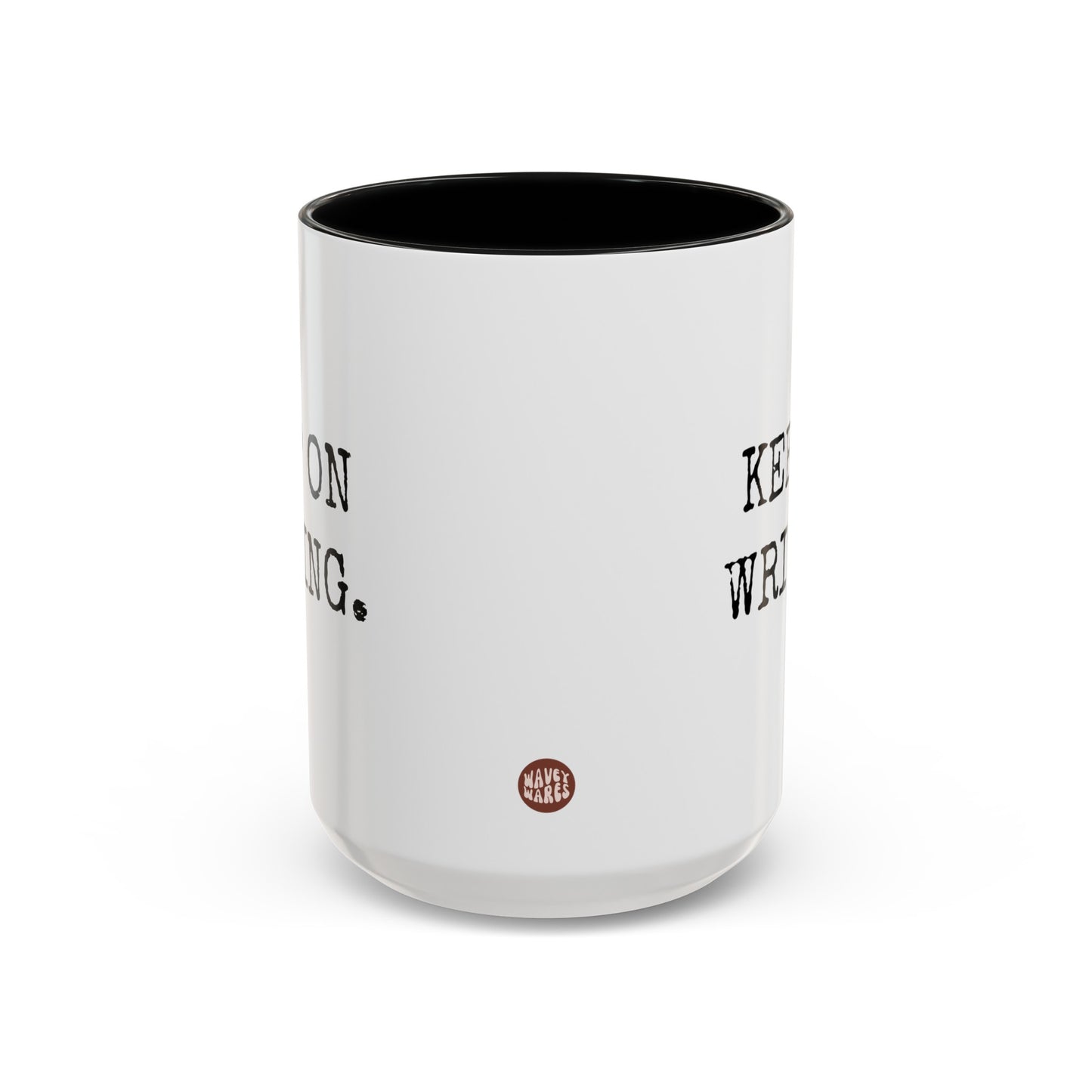 Keep On Writing 15oz white with black accent funny large coffee mug gift for aspiring journalist writer author vintage friend waveywares wavey wares wavywares wavy wares side