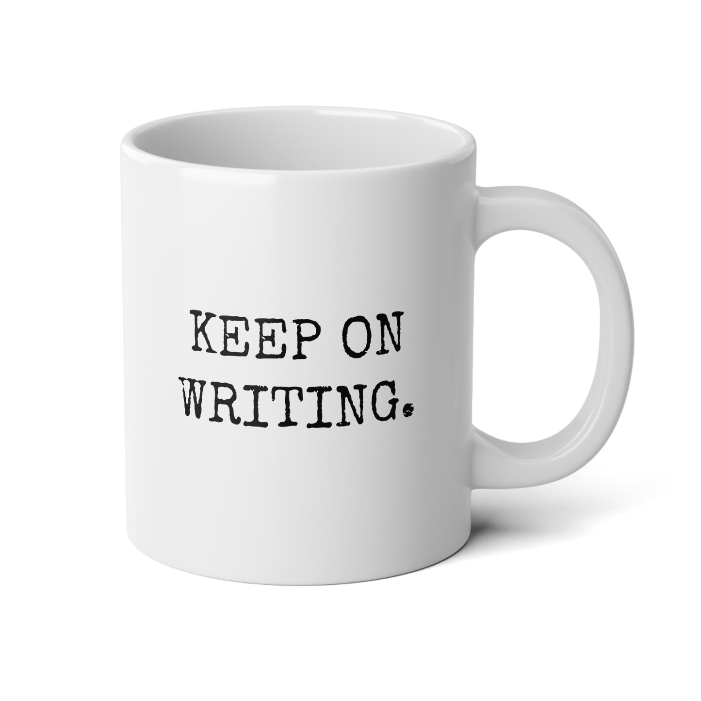 Keep On Writing 20oz white funny large coffee mug gift for aspiring journalist writer author vintage friend waveywares wavey wares wavywares wavy wares