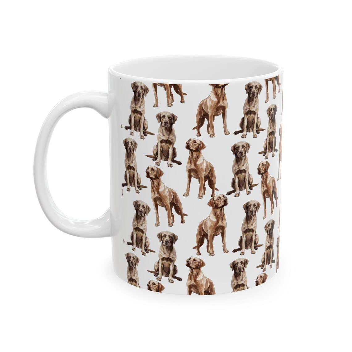 Cute Labradors Watercolor Pattern 11oz white funny large coffee mug gift for dog lover animal brown lab mom dad aesthetic owner birthday secret santa Christmas waveywares wavey wares wavywares wavy wares