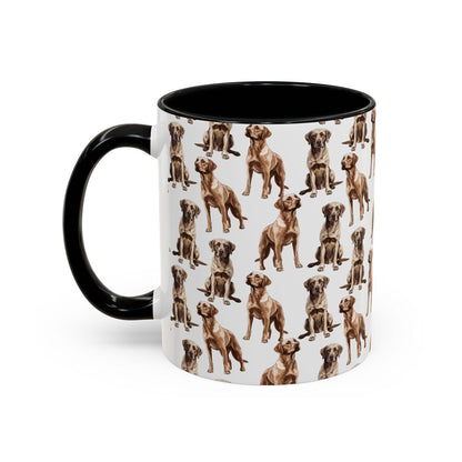 Cute Labradors Watercolor Pattern 11oz white with black accent funny large coffee mug gift for dog lover animal brown lab mom dad aesthetic owner birthday secret santa Christmas waveywares wavey wares wavywares wavy wares