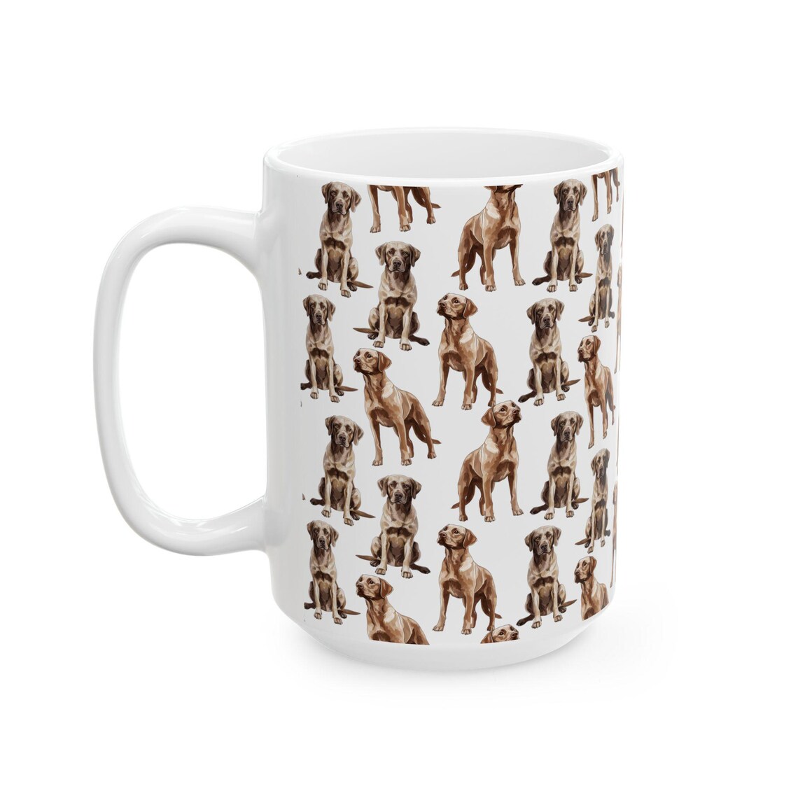 Cute Labradors Watercolor Pattern 15oz white funny large coffee mug gift for dog lover animal brown lab mom dad aesthetic owner birthday secret santa Christmas waveywares wavey wares wavywares wavy wares