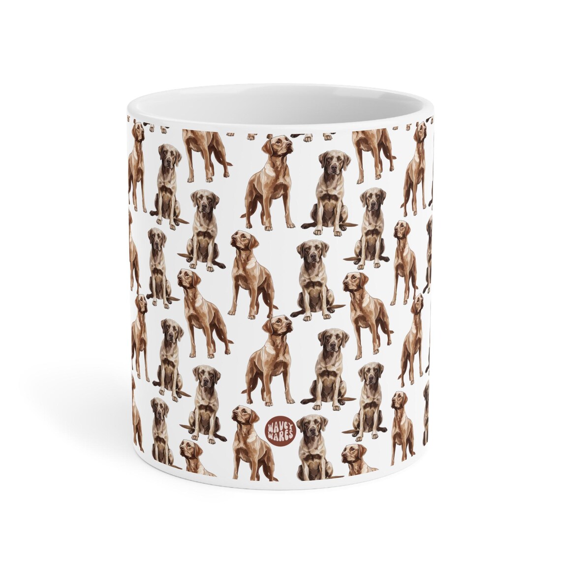 Cute Labradors Watercolor Pattern 11oz white funny large coffee mug gift for dog lover animal brown lab mom dad aesthetic owner birthday secret santa Christmas waveywares wavey wares wavywares wavy wares