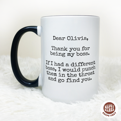 Personalized Dear Boss Funny Coffee Mug