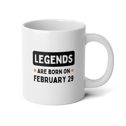 Legends are Born on February 29 20oz white funny large coffee mug gift for leap year custom birthday date him her best friend personalized waveywares wavey wares wavywares wavy wares