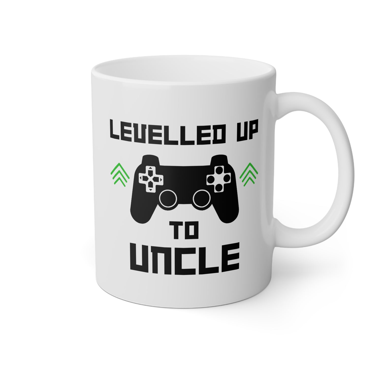 Levelled Up To Uncle 11oz white funny large coffee mug gift for new announcement to be pregnancy reveal waveywares wavey wares wavywares wavy wares