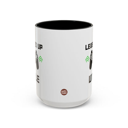 Levelled Up To Uncle 15oz white with black accent funny large coffee mug gift for new announcement to be pregnancy reveal waveywares wavey wares wavywares wavy wares side