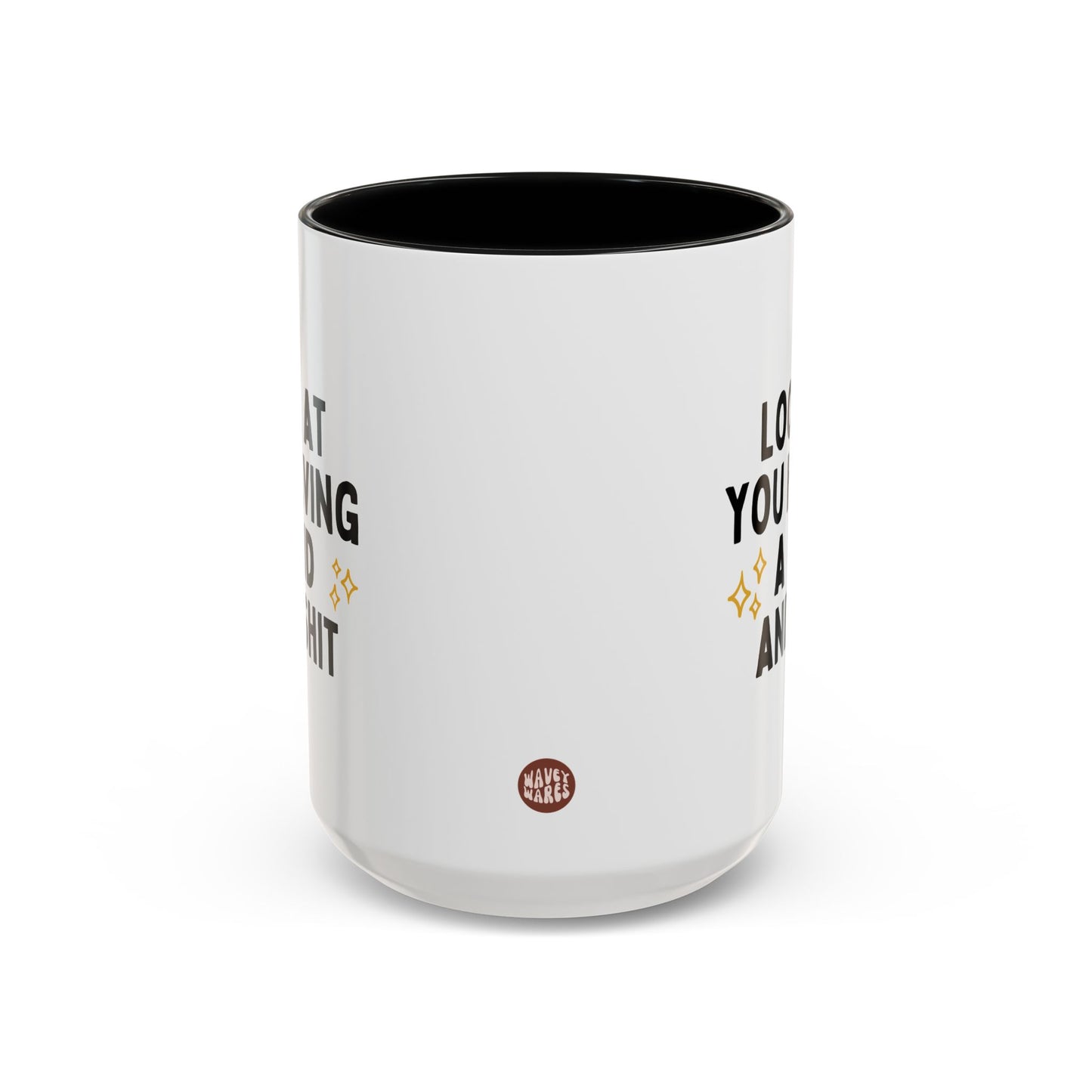 Look At You Having A Kid And Shit 15oz white with black accent funny large coffee mug gift for friend gag new mom parents baby shower pregnancy announcement waveywares wavey wares wavywares wavy wares side