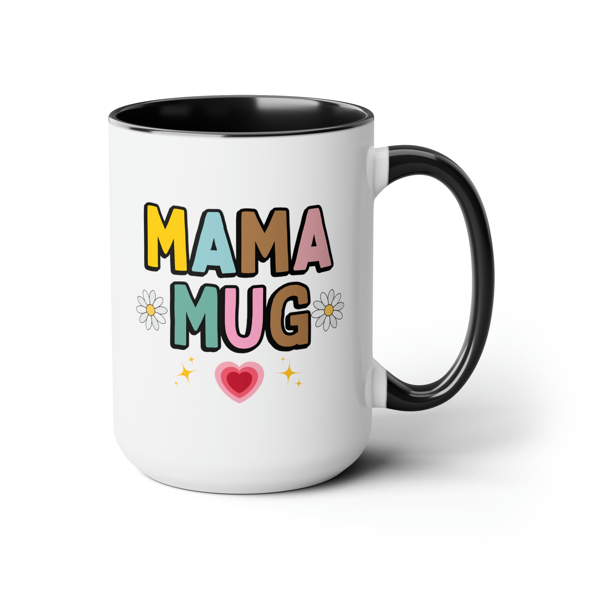 Mama Mug 15oz white with black accent funny large coffee mug gift for new mom mother pregnancy announcement baby shower waveywares wavey wares wavywares wavy wares
