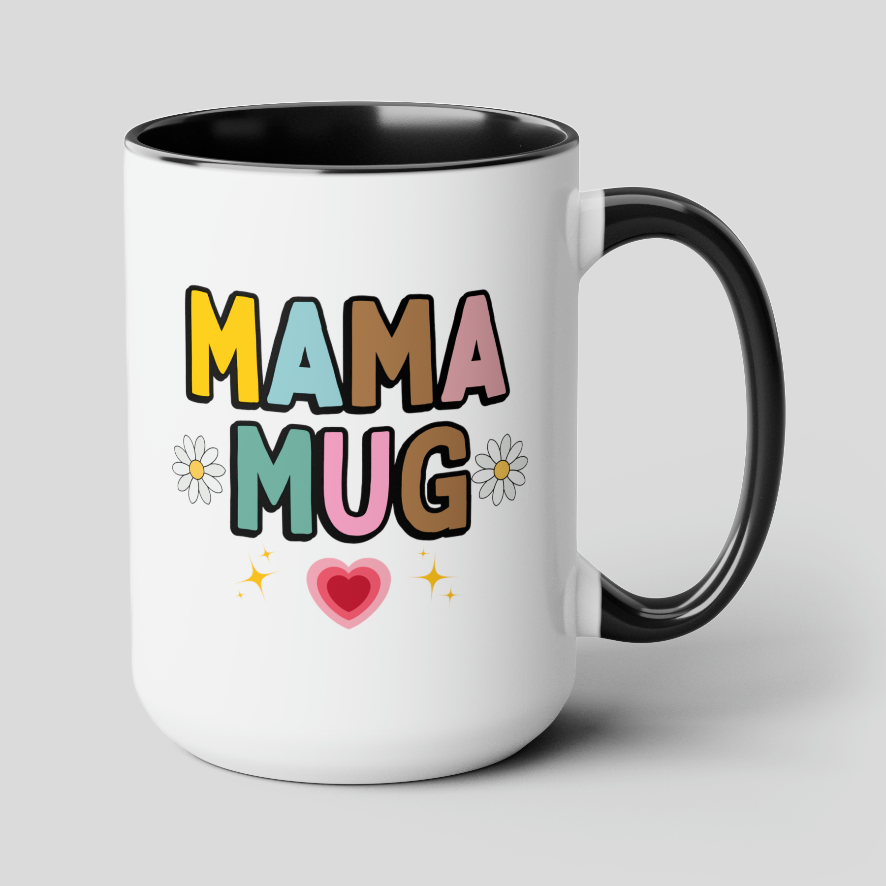Mama Mug 15oz white with black accent funny large coffee mug gift for new mom mother pregnancy announcement baby shower waveywares wavey wares wavywares wavy wares cover
