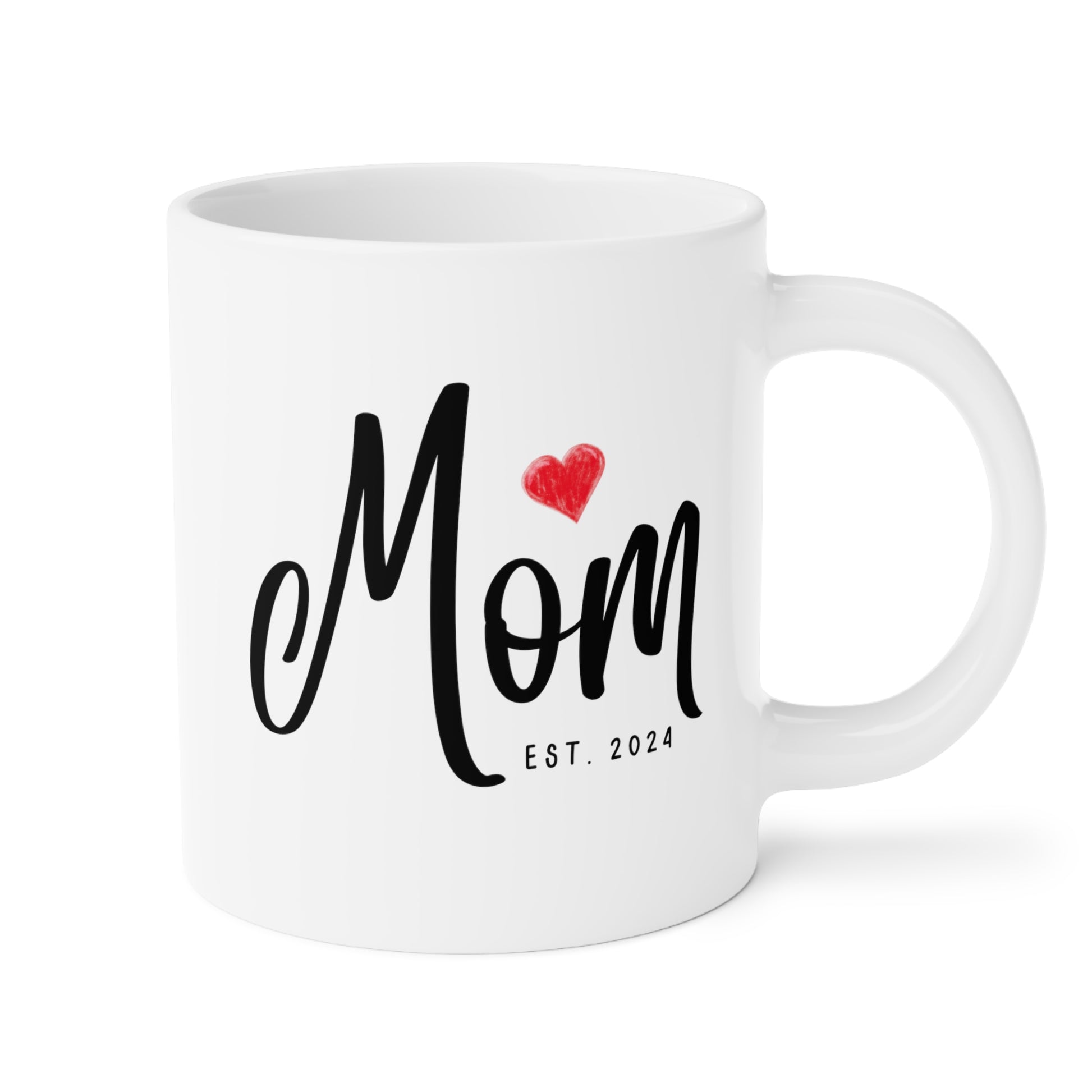 Mom Est Year 20oz white funny large coffee mug gift for pregnancy announcement mama baby shower custom date personalize customize waveywares wavey wares wavywares wavy wares