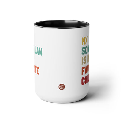 My Son In Law Is My Favorite Child 15oz white with black accent funny large coffee mug gift for mother's father's day waveywares wavey wares wavywares wavy wares side