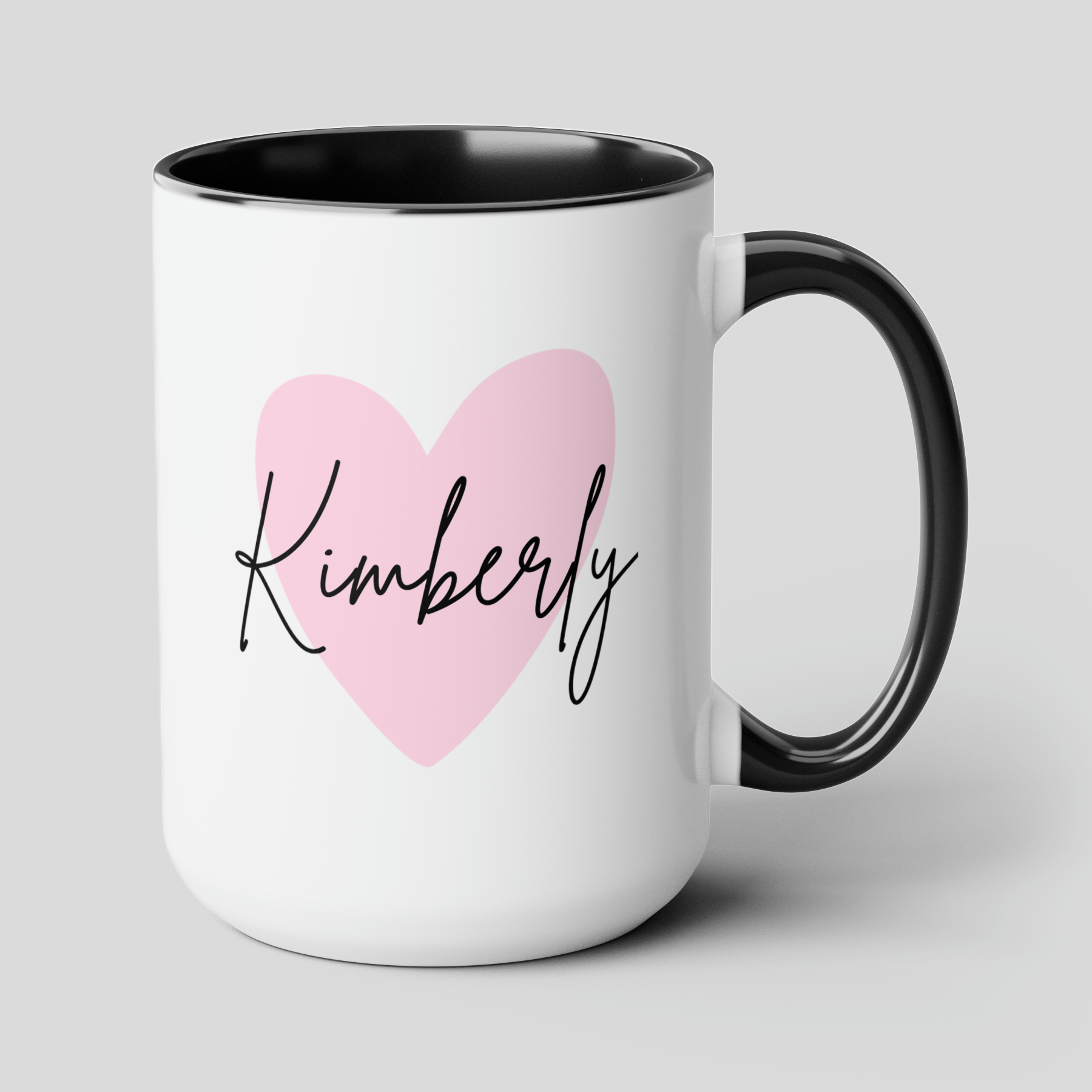 Name 15oz white with black accent funny large coffee mug gift for her mom grandma friend heart custom customized personalized waveywares wavey wares wavywares wavy wares cover