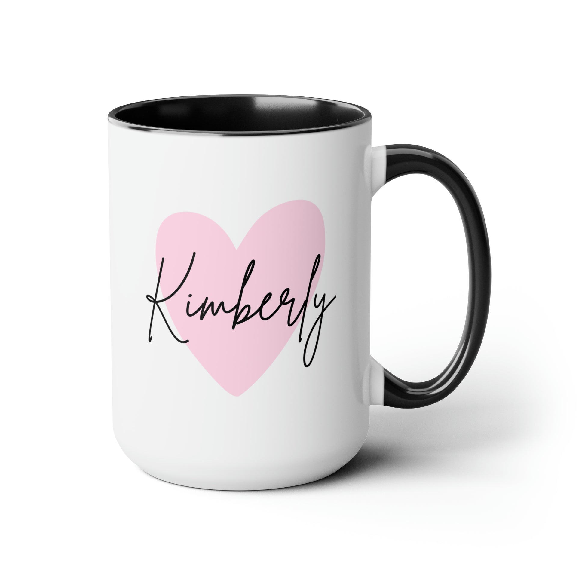 Name 15oz white with black accent funny large coffee mug gift for her mom grandma friend heart custom customized personalized waveywares wavey wares wavywares wavy wares