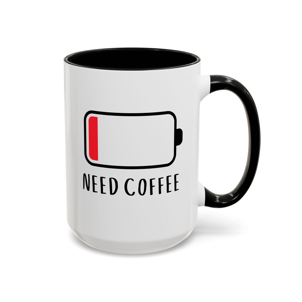 Need Coffee 15oz white with black accent funny large coffee mug gift for low battery energy novelty gag waveywares wavey wares wavywares wavy wares