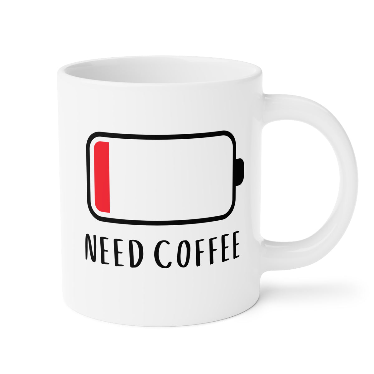 Need Coffee 20oz white funny large coffee mug gift for low battery energy novelty gag waveywares wavey wares wavywares wavy wares