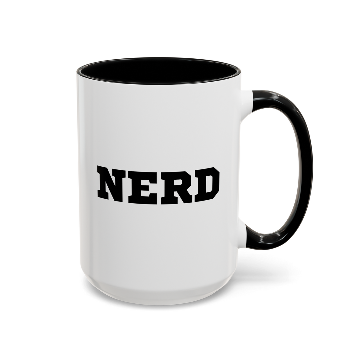 Nerd 15oz white with black accent funny large coffee mug gift for good student cool book worm geek math science teacher librarian waveywares wavey wares wavywares wavy wares